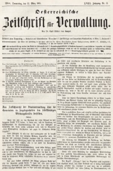 Oesterreichische Zeitschrift für Verwaltung. Jg. 18, 1885, nr 11