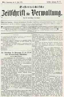 Oesterreichische Zeitschrift für Verwaltung. Jg. 18, 1885, nr 25