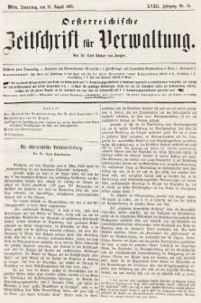 Oesterreichische Zeitschrift für Verwaltung. Jg. 18, 1885, nr 34
