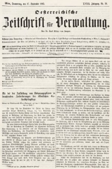 Oesterreichische Zeitschrift für Verwaltung. Jg. 18, 1885, nr 38