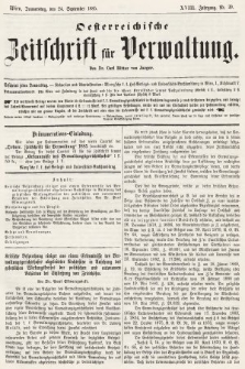 Oesterreichische Zeitschrift für Verwaltung. Jg. 18, 1885, nr 39