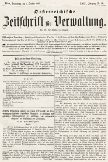 Oesterreichische Zeitschrift für Verwaltung. Jg. 18, 1885, nr 40