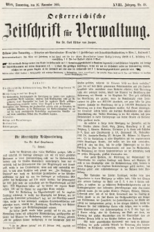 Oesterreichische Zeitschrift für Verwaltung. Jg. 18, 1885, nr 48