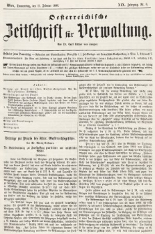 Oesterreichische Zeitschrift für Verwaltung. Jg. 19, 1886, nr 6