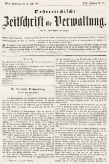 Oesterreichische Zeitschrift für Verwaltung. Jg. 19, 1886, nr 30