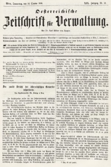 Oesterreichische Zeitschrift für Verwaltung. Jg. 19, 1886, nr 41