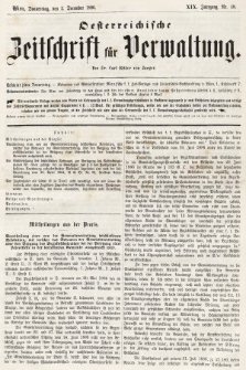 Oesterreichische Zeitschrift für Verwaltung. Jg. 19, 1886, nr 48