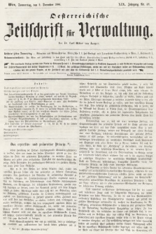 Oesterreichische Zeitschrift für Verwaltung. Jg. 19, 1886, nr 49