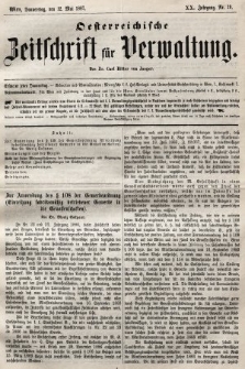 Oesterreichische Zeitschrift für Verwaltung. Jg. 20, 1887, nr 19