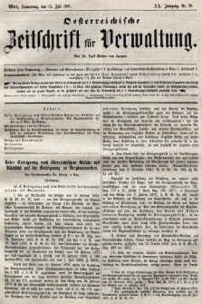 Oesterreichische Zeitschrift für Verwaltung. Jg. 20, 1887, nr 28