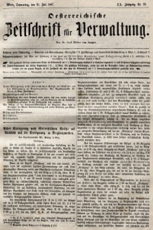 Oesterreichische Zeitschrift für Verwaltung. Jg. 20, 1887, nr 29