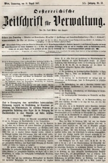 Oesterreichische Zeitschrift für Verwaltung. Jg. 20, 1887, nr 33