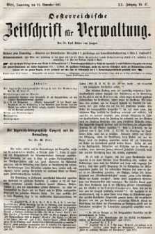Oesterreichische Zeitschrift für Verwaltung. Jg. 20, 1887, nr 47