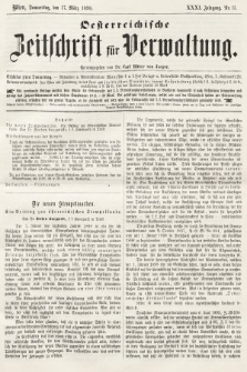 Oesterreichische Zeitschrift für Verwaltung. Jg. 31, 1898, nr 11
