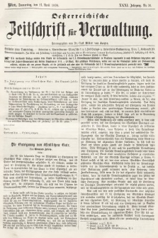 Oesterreichische Zeitschrift für Verwaltung. Jg. 31, 1898, nr 16