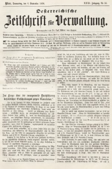 Oesterreichische Zeitschrift für Verwaltung. Jg. 31, 1898, nr 36
