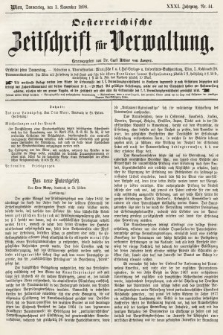 Oesterreichische Zeitschrift für Verwaltung. Jg. 31, 1898, nr 44