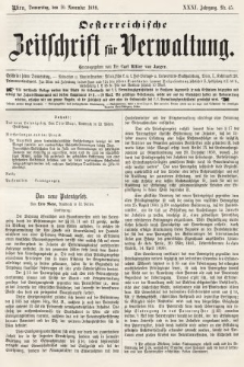 Oesterreichische Zeitschrift für Verwaltung. Jg. 31, 1898, nr 45