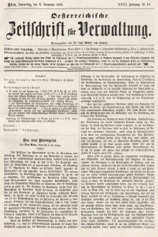 Oesterreichische Zeitschrift für Verwaltung. Jg. 31, 1898, nr 46