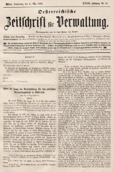 Oesterreichische Zeitschrift für Verwaltung. Jg. 32, 1899, nr 19
