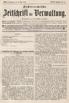 Oesterreichische Zeitschrift für Verwaltung. Jg. 32, 1899, nr 21
