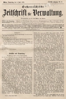 Oesterreichische Zeitschrift für Verwaltung. Jg. 32, 1899, nr 23