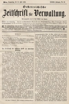 Oesterreichische Zeitschrift für Verwaltung. Jg. 32, 1899, nr 28