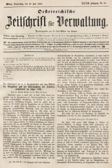 Oesterreichische Zeitschrift für Verwaltung. Jg. 32, 1899, nr 29