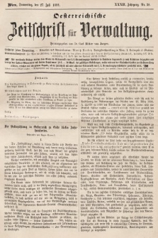 Oesterreichische Zeitschrift für Verwaltung. Jg. 32, 1899, nr 30