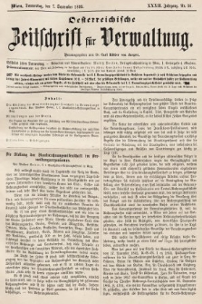 Oesterreichische Zeitschrift für Verwaltung. Jg. 32, 1899, nr 36