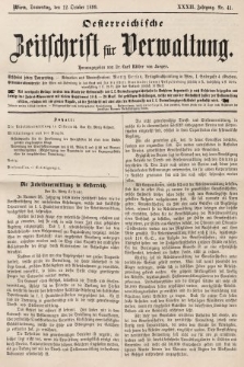 Oesterreichische Zeitschrift für Verwaltung. Jg. 32, 1899, nr 41