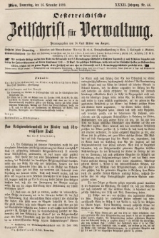 Oesterreichische Zeitschrift für Verwaltung. Jg. 32, 1899, nr 46