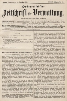 Oesterreichische Zeitschrift für Verwaltung. Jg. 32, 1899, nr 52