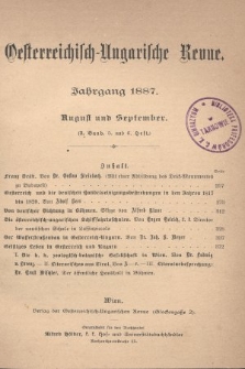Oesterreichisch-Ungarische Revue. Jg. [2], 1887, Bd. 3, Heft 5 und 6