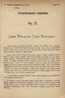 [Kadencja IV, sesja IV, al. 19] Alegata do Sprawozdań Stenograficznych z Czwartej Sesyi Czwartego Peryodu Sejmu Krajowego Królestwa Galicyi i Lodomeryi wraz z Wielkiem Księstwem Krakowskiem z roku 1881. Alegat 19