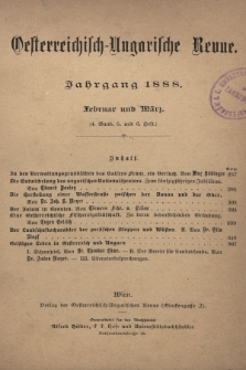 Oesterreichisch-Ungarische Revue. Jg. [2], 1888, Bd. 4, Heft 5 und 6