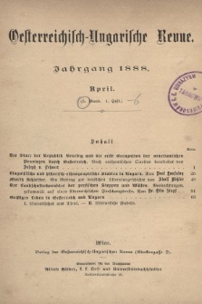 Oesterreichisch-Ungarische Revue. Jg. [3], 1888, Bd. 5, Heft 1