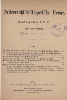 Oesterreichisch-Ungarische Revue. Jg. [3], 1888, Bd. 5, Heft 4 und 5