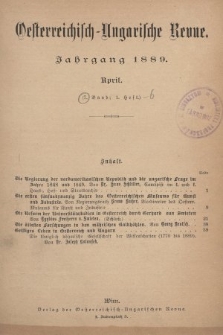 Oesterreichisch-Ungarische Revue. Jg. [4], 1889, Bd. 7, Heft 1