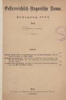 Oesterreichisch-Ungarische Revue. Jg. [4], 1889, Bd. 7, Heft 4