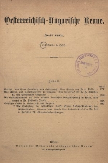 Oesterreichisch-Ungarische Revue. Jg. [6], 1891, Bd. 11, Heft 4