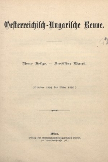 Oesterreichisch-Ungarische Revue. Jg. [6], 1891/1892, Bd. 12, Spis zawartości tomu