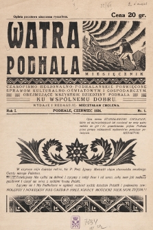 Watra Podhala. 1936, nr 1
