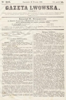 Gazeta Lwowska. 1852, nr 216