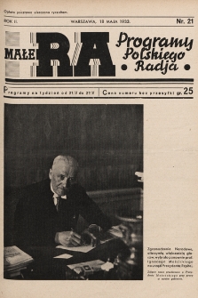 Małe RA : programy Polskiego Radja. R. 2. 1933, nr 21