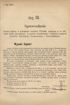 [Kadencja IV, sesja IV, al. 33] Alegata do Sprawozdań Stenograficznych z Czwartej Sesyi Czwartego Peryodu Sejmu Krajowego Królestwa Galicyi i Lodomeryi wraz z Wielkiem Księstwem Krakowskiem z roku 1881. Alegat 33