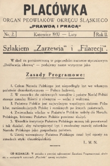 Placówka : organ Peowiaków Okręgu Śląskiego „Prawdą i Pracą”. 1937, nr 2