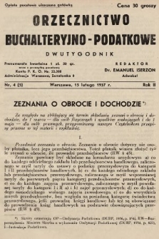 Orzecznictwo Buchalteryjno-Podatkowe : dwutygodnik. 1937, nr 4