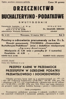 Orzecznictwo Buchalteryjno-Podatkowe : dwutygodnik. 1937, nr 6