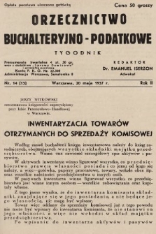 Orzecznictwo Buchalteryjno-Podatkowe : tygodnik. 1937, nr 14